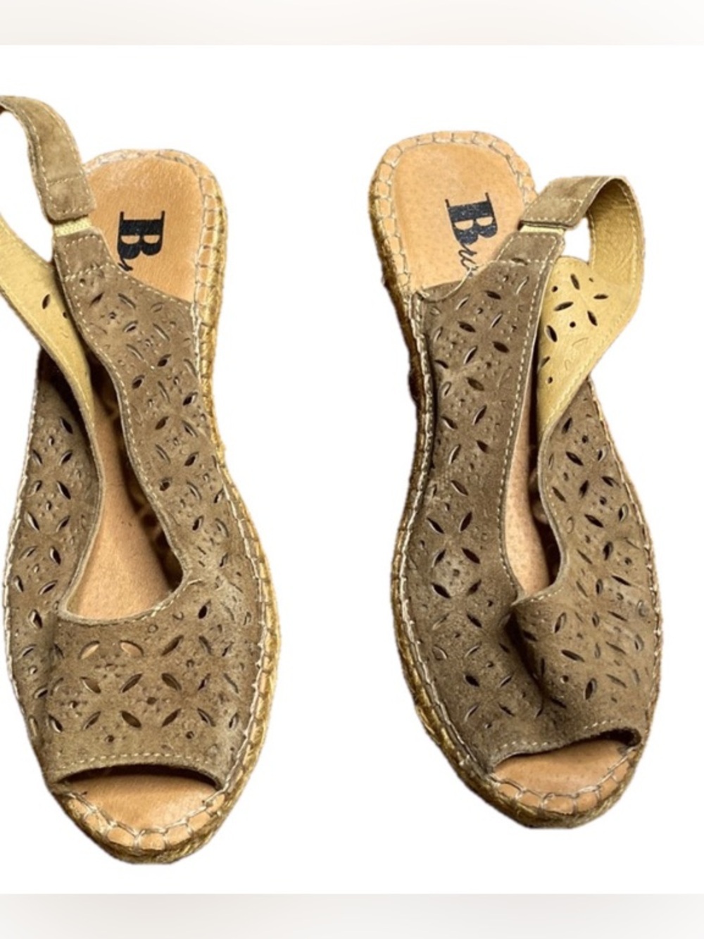 🌹 Browns 🌹 Soft Leather Wedge Espadrille Sandals